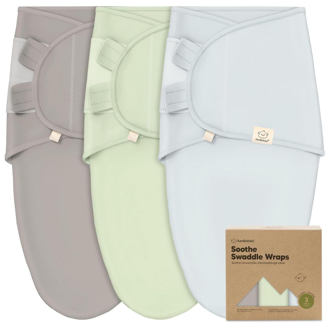 3-Pack Organic Baby Swaddle Sleep Sacks - Swaddles for Newborns, Infant 0-3 Months, Baby Girls, Boys, Soft & Snug Newborn Sleep Sack, Nursery Swaddling Blankets (Ripple) (One Size)