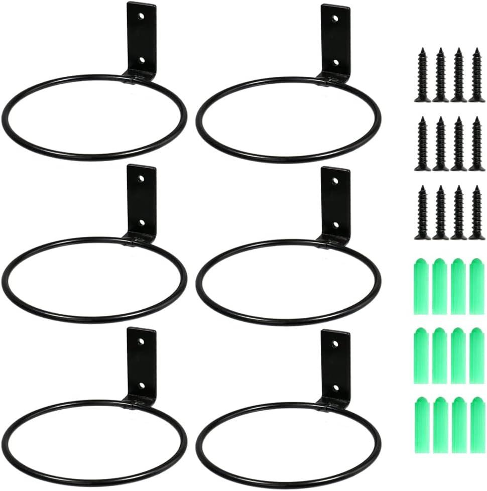 6 Pack 5in Flower Pot Holder Ring Wall Mounted Metal Planter Hooks Hangers (6, 5")