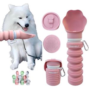 Portable Dog Water Bottle, Leak-Proof Silicone Bowl 225–550ml | Portable dog water bottle with five capacities and a leak-proof squeeze design for daily walks and outdoor activities.
