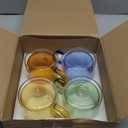 Domensi 4 Pcs Double Wall Coffee Mugs 10 Ounce Milk Glass Mugs with Handle Insulated Tea Cups Gift Set for Holidays Birthday Home Coffee Bar(Amber, Green, Blue, Yellow)