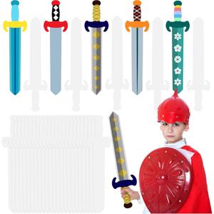 Harloon 24 Sets DIY Swords for Kids Blank Sword Make Your Own 20 Inch Long Craft to Decorate Handmade Painting Paper Cutouts for Knight Favor Supplies Decoration School Play Castle Activities