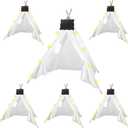 6pcs Teepee Tents Set with Markeable Small Blackboards and 10FT String Lights, Foldable Indoor Outdoor Play Teepee Tent for Girls & Boys, for Birthday Party Boho Sleepovers Party (White)