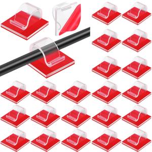 Namalu 60 Pieces Mini Cable Clips Hooks Christmas Light Clips Self Adhesive Light Hooks Cord Clips for Desk Outdoor String Lights(Large,Clear)