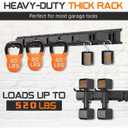 "48 Garage Tool Organizer Wall Mount - Heavy Duty 520lbs Metal Storage Rack, Easy Install Adjustable Hooks for Garden Tools Brooms