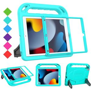 BMOUO Kids Case for iPad 10.2 2021/2020/2019 - iPad 9th/8th/7th Generation Case for Kids, with Built-in Screen Protector, Shockproof Handle Stand Kids Case for iPad 10.2" (9th/8th/7th Gen) - Turquoise