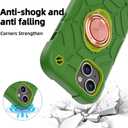 KCJ Compatible with iPhone 15 Case with[2Screen Protectors+1xLens Protector][Ring Stand] Soft Silicone+Hard PC Full Body Protection Phone Shell Durable Rugged Case for iPhone 15 6.1" Avocado