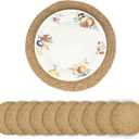 13.8 Inch Round Jute Placemats Set of 10  Boho Rustic Woven Table Mats & Charger Plates, Heat Resistant & Easy to Clean, Handwoven Farmhouse Table Decor for Dining, Kitchen, Weddings & Home