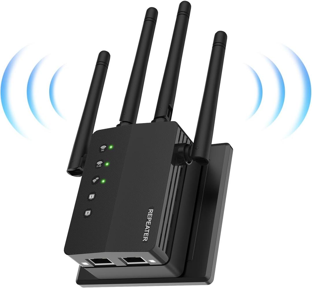 1200Mbps Dual Band 5GHz/2.4GHz WiFi Extender, WiFi Extender Signal Booster, 12880 Sq.Ft Coverage, 105-Device Support, Setup for Home & Outdoor Use