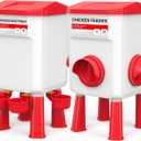 Chicken Feeder and Waterer Set, Chicken Coop Accessories with Hanging Chicken Feeder and Hanging Chicken Waterer Kit, 3 Gallon/26 Pounds, Red (12kg / 11L)