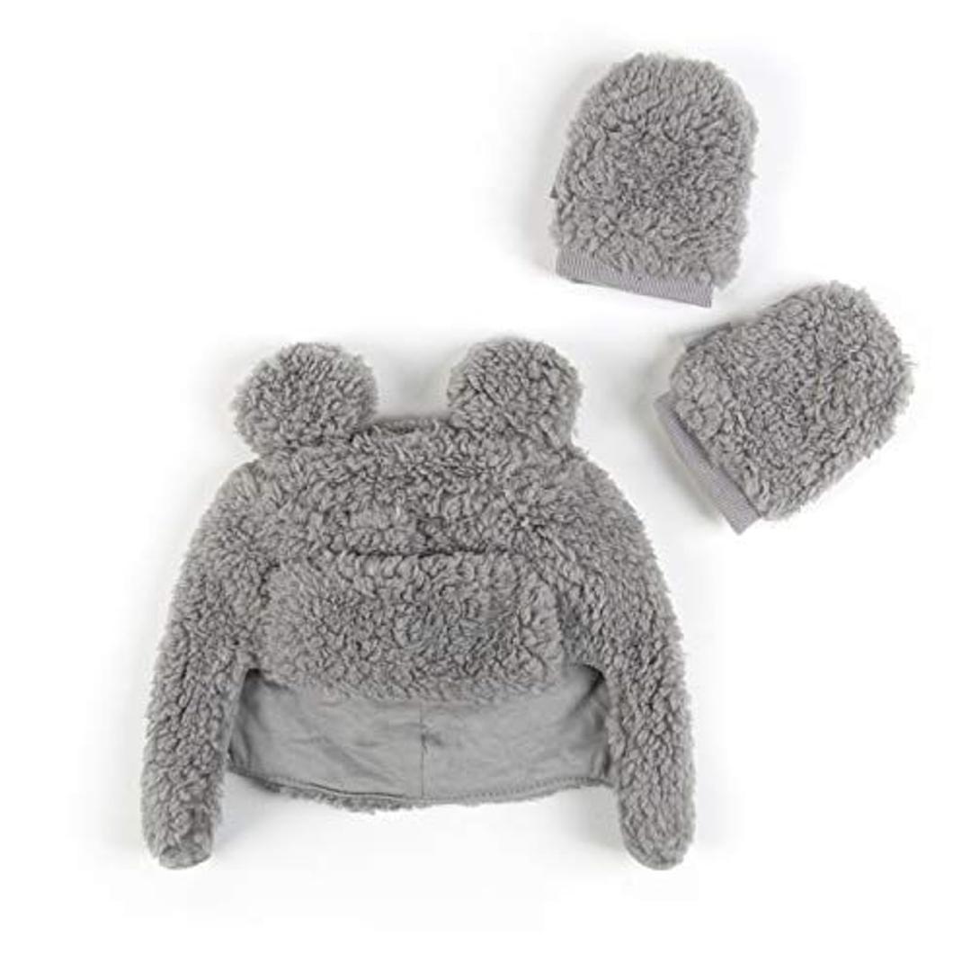 (Hat & Mittens, Grey) - Tadpoles Super Soft Plush Sherpa Hat & Mittens Set, Grey
