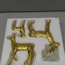 Lulu Home 3 PCS Christmas Tabletop Decorations, Resin Golden Reindeer Family Figurines with Diverse Postures, Xmas Holiday Winter Centerpieces Ornaments for Mantel Shelf Sill Decor (Family)