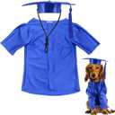 GraduatePro Dog Graduation Cap and Gown Costume Set - Adjustable Knit Fabric with Gold Tassel,  Dogs & Cats to Medium Dogs, Washable Formal Pet Graduation Attire (Royal, L)