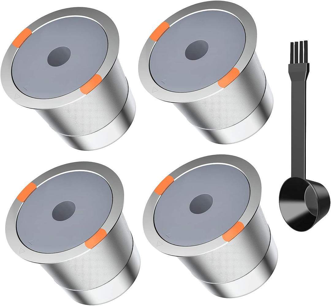 Reusable k Cups for keurig 2.0 1.0,Universal stainless steel Refillable k Cups Filter Use for Keurig all most of coffee Makers brewers(4pack)