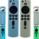 [2 Pack] Fir-Stick Remote Cover Case with tag Holder (Glow in The Dark) Compatible with Fir TV Stick 4K,Tracker Cover for Tile Sticker 2020 (Green & Sky Blue)