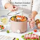 Hot Pot Electric 1.5L, Portable Ramen Non-Stick Cooker for Noodles, Soup, Oatmeal, Ramen Pot with Boil Dry Protection for Dorm, Office, Travel
