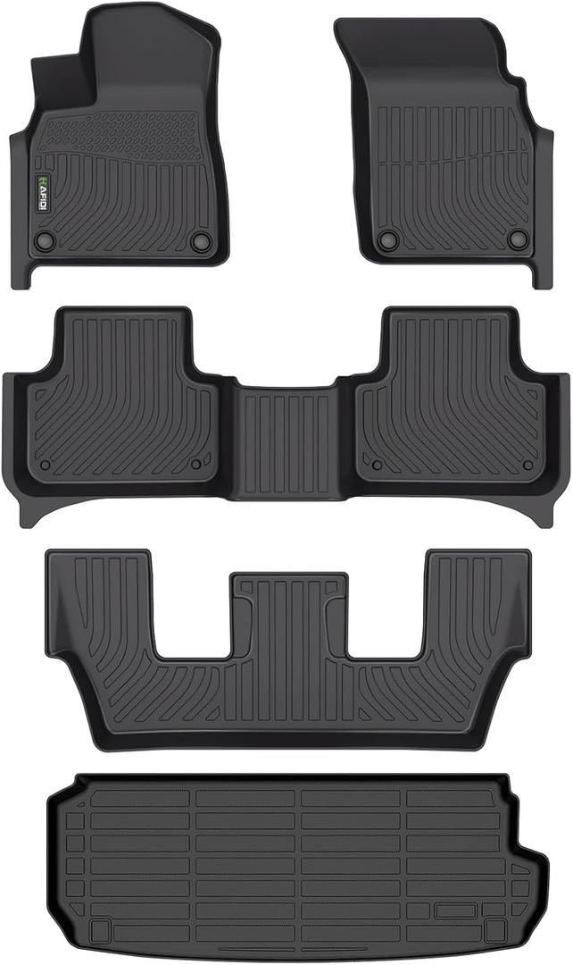 HAFIDI Floor Mats & Cargo Liner Fit for 2020-2026 Audi Q7 & SQ7 All Weather Protection TPE Anti-Slip Automotive Full Set Floor Liners Custom Accessories - Black