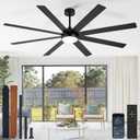 Depuley 72" Ceiling Fans with Lights: Black Indoor/Outdoor Ceiling Fan for Patios Living Room - 8 Blades Dimmable Large Ceiling Fans with Remote APP Control Timer Reversible Quiet DC Motor 6 Speeds