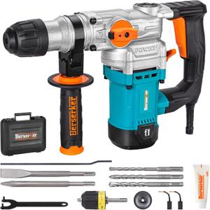 Berserker 1-1/8" SDS-Plus Rotary Hammer Drill with 1/2" SDS Plus Shank Keyless Chuck Adapter, 9 Amp 3 Functions Corded Rotomartillo for Fast Drilling in Concrete,Brick,Masonry,Metal,Wood