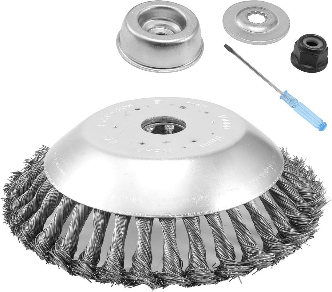 8 Inch Unbreakable Wired Trimmer Blade, Steel Wire Cutter Trimmer Head, Wire Rotary Brush Weed, Weed Eater Head with Adapter Kit for Moss Grass Rust Removal, Gardening Lawnmower