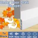 Under Door Draft Stopper, Self-Adhesive Door Sweep for Bottom of Door, Weather Stripping Door Seal Soundproofing Insulation Strip, Doors Bottom Gap Blocker for Exterior/Interior (78Inch, White)