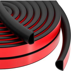 23FT Weather Stripping, Self Adhesive Door Weather Stripping, Silicone Door Seal Strip for Frame& Window (Black, 3/8"(W)1/4"T) 23ft(L)