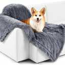 Bedsure Waterproof Dog Blankets for Large Dogs - Cat Blanket for Couch Protector Washable Long Faux Fur, Calming Soft Reversible Throw Furniture Protection for Puppy Pet Pet, 40"x50", Grey