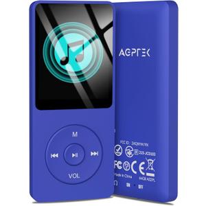 AGPTEK A02PL 64GB MP3 Player, 70 Hours Playback Lossless Sound Music Player, Supports up to 128GB(Deep Blue)