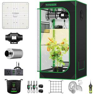 VIVOSUN Grow Tent Kit, 2 2ft 1-Plant System, WiFi-Controlled Grow System with Full Spectrum LED Grow Light, Automatic Ventilation, GrowHub Outlet A22 with Temperature and Humidity Sensor