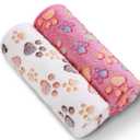 2 Blankets Super Soft Fluffy Premium Fleece Pet Blanket Flannel Throw for Dog Puppy Cat Paw Brown/Pink/White Small(23x16 inch) (23x16 inch (Pack of 2), Paw)
