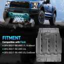 Transmission Skid Plate Compatible with 2015-2022 Ford F150 4WD 2.7L EcoBoost, 3.3L, 3.5L EcoBoost, Steel Under Guard Splash Shield with Install Accessories