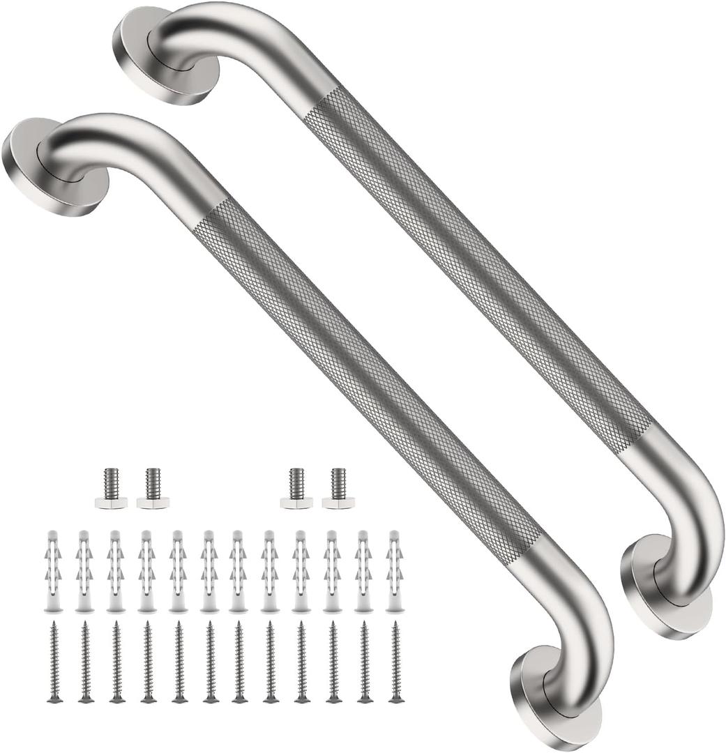 ZUEXT 2 Pack 20 Inch Brushed Nickel Non Slip Shower Grab Bar w/Knurled Grip
