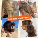 2 x 6Pcs Large Layered Hair Claw Clips, 4.1 Inch Non-slip Big Square Matte Claws for Women, Strong Hold Banana Clips for Thick Thin Hair Brown