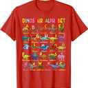 Types of Dinosaurs Alphabet A-Z ABC Dino Identification T-Shirt, 3T