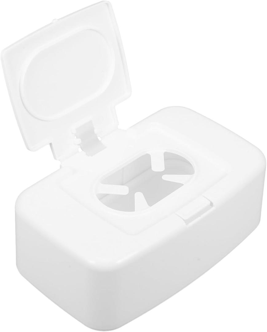 Refillable Plastic Wipes Dispenser Box with Lid Portable Wet Tissue Holder for Baby and Adult Use Non-Slip One-Hand Operation Storage for Living Room Kitchen Bathroom Bedroom