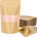 Blisstime Stand Up Pouches, 50 Pack Kraft Paper Bags with Matte Window and Tear Notch Resealable Bags for Small Business Home Use (4.7 X 7.9 Inches)