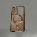 ZONRW for Samsung Galaxy S23 Plus Case Magnetic,for Women Girl Soft Cute Luxury Love Heart Plating Bling Gradient Glitter Phone Case Compatible with MagSafe Clear Shockproof Back Cover 6.6-Gold