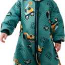 Toddler Sleep Sack with Feet, 1.5 TOG Wearable Blanket Toddler, Cotton Long Sleeves Sleep Sack 3-5T, Excavator (Large)
