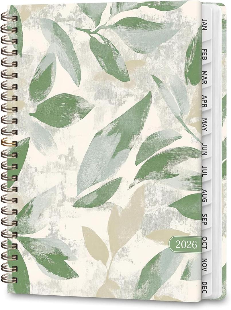 2026 Planner, Weekly and Monthly Calendar Academic Planner, Jan 2026 - Dec 2026, Planning Agenda Book for Desk Accessories and School Supplies - A5 (6.3'' x 8.5'') (Leaf)