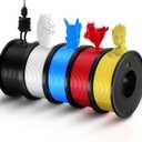 3D Printer Filament PLA 1.75mm 3-D Printing Materials 5 Colors Bundle Print Filimate 1.75 mm White Black Red Blue Yellow Filiment1.75 Accuracy 0.02mm Fillament Spool Vacuum Pack 250G X 5 Roll