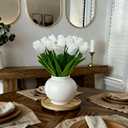 20pcs White Tulips Artificial Flowers 13 Inch Real Touch PU Fake Flowers Fake Tulips for Mother's Day Easter in Home Wedding Office Party Table Decoration