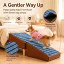 2-in-1 Dog Stairs for Bed & Couch, Foldable Leather Pet Ramp Steps