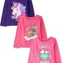 The Children's Place Baby-Girls and Toddler Assorted Everyday Long Sleeve Graphic T-Shirts,Multipacks Unicorn/Dad Bear/Mama 2-Pack 12-18MOS