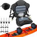 Kayak Seat Deluxe Padded Fishing Boat Seat Deluxe Sit-On-Top Canoe Seat Cushioned - Comfortable Backrest Support Universal Sit with Adjustable Back Strap Detachable Storage Bag
