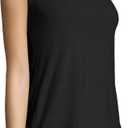 Hanes Women's Shirts, Womens Mini-Ribbed Cotton Tank Tops, Womens Sleeveless T-Shirts, Womens Tanks (Black)
