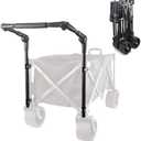 Folding Universal Wagon Push Handle Adjustable Handle Attachment with Stainless Steel Connectors,Foldable Push Pull Bar for Round or Square Metal Frame Camping Wagon/Beach Cart/Strollers