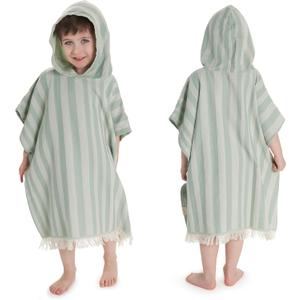 ZICOTO Stylish Hooded Beach Towel for Kids - Extra Soft and Fast Drying Poncho for Toddlers 3-6 Years is Made of Premium Cotton - Perfect Cover Up for Beach Days or Pool and Bath Time Adventures (Sage)