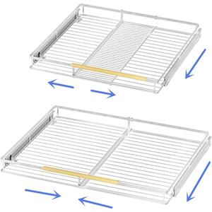 Pull Out Cabinet Organizer 2Pack, Heavy Duty Slide Out Pantry Shelves, Sliding Drawer Pantry Shelf for Kitchen, Living Room, Home, 14.16''-24.16''W x 17.3''D