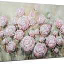 Arjun Pink Rose Wall Art Flower Canvas Painting 3D Textured Floral Silver Grey Artwork Modern Abstract Petals Tranquil Framed Large for Living Room Bedroom Bathroom Home Office Wall Decor, 40"x20"