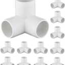 12-Pack 3 Way PVC Fittings 3/4 Inch, Furniture Grade PVC Pipe Connector Elbow for All DIY Structure and Frames, SCH40 Pipe Tee Corner Fitting