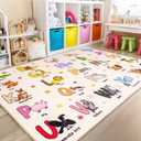 Bolacrom Kids Rugs for Playroom Educational Rug for Learn The ABC Alphabet, Soft Machine Washable Non-Slip Cute Carpet for Classroom Toddler Nursery Kids Room Decor Mat